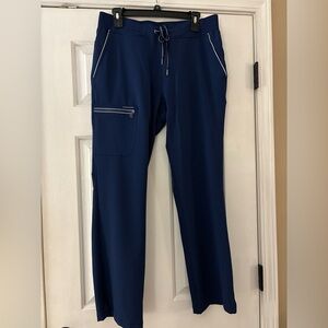 healing hands Navy Blue Drawstring Scrub Pants with Zip Pocket